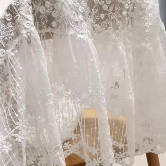 Bella Stitch Ivy And Lace Boho Button Front Maxi Dress In Allover Lace, Lined - Picture 6 of 9